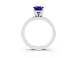 White gold Cushion Cut Tanzanite Milgrain Pavé Engagement Ring with Four-Prong Setting_15