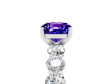 White gold Cushion Cut Tanzanite Prong Setting with Side Stones on a Pave Band_5