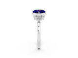 White gold Cushion Cut Tanzanite Ring with Side Stones and Four-Prong Setting_38