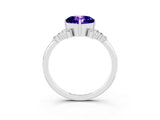 White gold Cushion Cut Tanzanite Ring with Side Stones and Four-Prong Setting_39