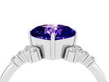 White gold Cushion Cut Tanzanite Ring with Side Stones and Four-Prong Setting_40