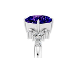 White gold Cushion Cut Tanzanite Ring with Side Stones and Four-Prong Setting_41
