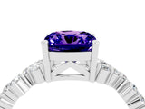 White gold Cushion Cut Tanzanite Scattered Round Accent Ring with Prong Setting_64