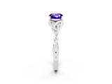 White gold Cushion Cut Tanzanite Solitaire Celtic Knot Ring with Four-Prong Setting_14