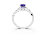 White gold Cushion Cut Tanzanite Solitaire Celtic Knot Ring with Four-Prong Setting_15