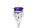 White gold Cushion Cut Tanzanite Solitaire Celtic Knot Ring with Four-Prong Setting_17