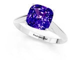 White gold Cushion Cut Tanzanite Solitaire Engagement Ring with Cathedral Setting and Four-Prong Mount_139