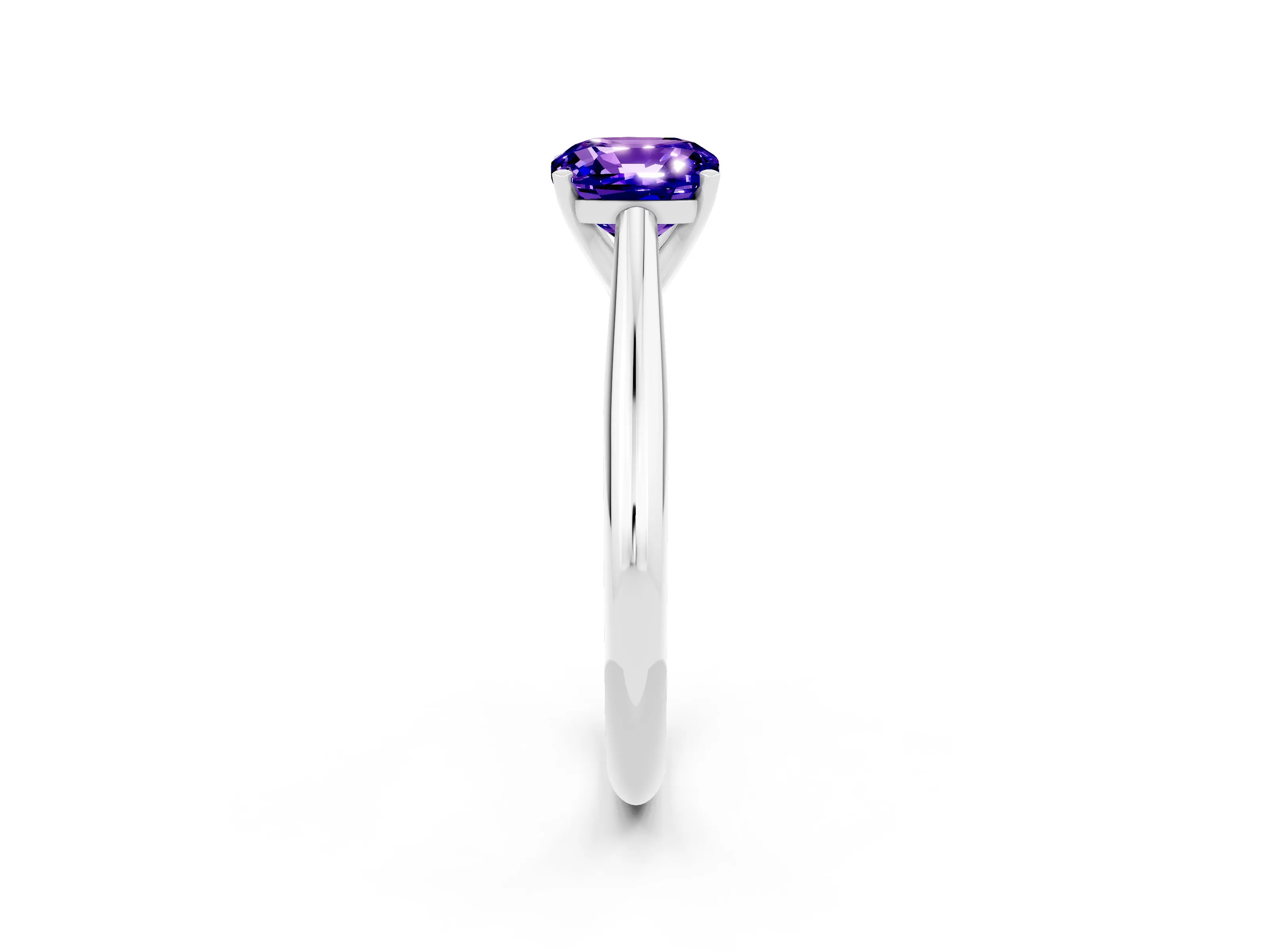 White gold Cushion Cut Tanzanite Solitaire Engagement Ring with Cathedral Setting and Four-Prong Mount_14