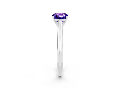 White gold Cushion Cut Tanzanite Solitaire Engagement Ring with Cathedral Setting and Four-Prong Mount_14