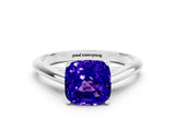 White gold Cushion Cut Tanzanite Solitaire Engagement Ring with Cathedral Setting and Four-Prong Mount_24