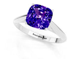 White gold Cushion Cut Tanzanite Solitaire Engagement Ring with Cathedral Setting and Four-Prong Mount_25