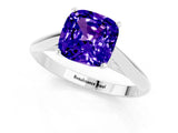 White gold Cushion Cut Tanzanite Solitaire Engagement Ring with Cathedral Setting and Four-Prong Mount_31