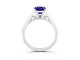 White gold Cushion Cut Tanzanite Solitaire Engagement Ring with Cathedral Setting and Four-Prong Mount_33