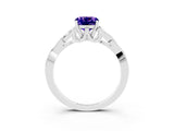 White gold Cushion Cut Tanzanite Solitaire Engagement Ring with Celtic Knot Band and Four-Prong Setting_3