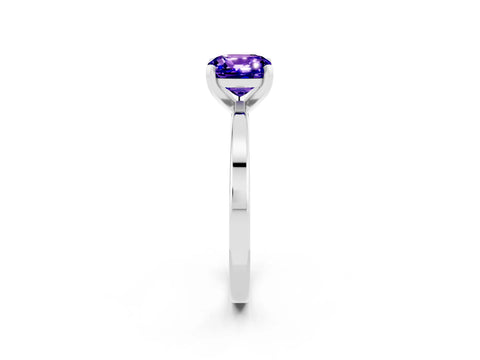 White gold Cushion Cut Tanzanite Solitaire Engagement Ring with Classic Band and Four-Prong Setting_26