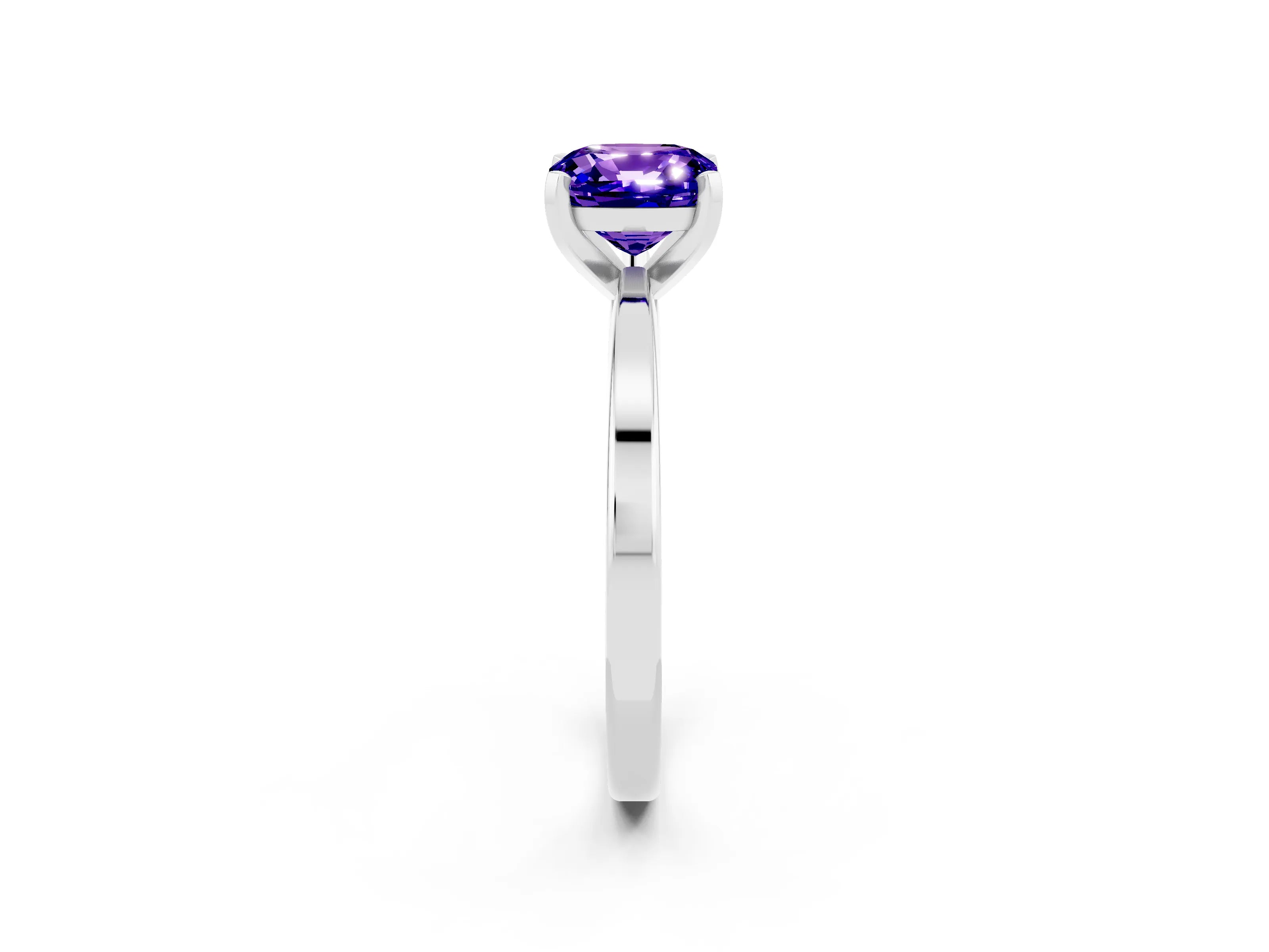 White gold Cushion Cut Tanzanite Solitaire Engagement Ring with Classic Band and Four-Prong Setting_26