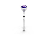 White gold Cushion Cut Tanzanite Solitaire Engagement Ring with Classic Band and Four-Prong Setting_26