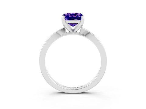 White gold Cushion Cut Tanzanite Solitaire Engagement Ring with Classic Band and Four-Prong Setting_27