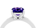 White gold Cushion Cut Tanzanite Solitaire Engagement Ring with Classic Band and Four-Prong Setting_28