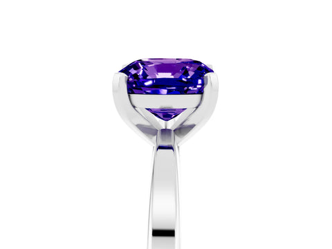White gold Cushion Cut Tanzanite Solitaire Engagement Ring with Classic Band and Four-Prong Setting_29