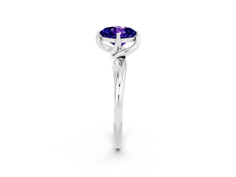 White gold Cushion Cut Tanzanite Solitaire Engagement Ring with Four-Prong Setting and Classic Band_14