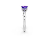 White gold Cushion Cut Tanzanite Solitaire Engagement Ring with Round Band and Four-Prong Setting_2