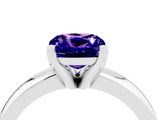 White gold Cushion Cut Tanzanite Solitaire Engagement Ring with Round Band and Four-Prong Setting_4