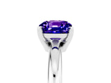 White gold Cushion Cut Tanzanite Solitaire Engagement Ring with Round Band and Four-Prong Setting_5