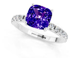 White gold Cushion Cut Tanzanite Solitaire Pavé Band with Four-Prong Setting_1