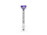 White gold Cushion Cut Tanzanite Solitaire Pavé Band with Four-Prong Setting_2