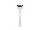 White gold Cushion Cut Tanzanite Solitaire Ring with Flower Prong Setting and Classic Band_14