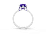 White gold Cushion Cut Tanzanite Solitaire Ring with Flower Prong Setting and Classic Band_65