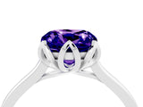 White gold Cushion Cut Tanzanite Solitaire Ring with Flower Prong Setting and Classic Band_66