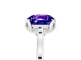 White gold Cushion Cut Tanzanite Solitaire Ring with Flower Prong Setting and Classic Band_67