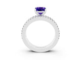 White gold Cushion Cut Tanzanite Solitaire Ring with Pavé and Channel Set Band_26