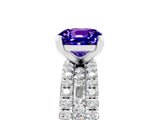 White gold Cushion Cut Tanzanite Solitaire Ring with Pavé and Channel Set Band_28