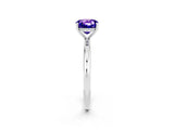 White gold Cushion Cut Tanzanite Solitaire Ring with Thin Band and Four-Prong Setting_2