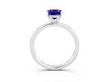 White gold Cushion Cut Tanzanite Solitaire Ring with Thin Band and Four-Prong Setting_3