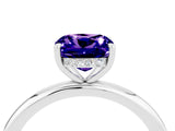 White gold Cushion Cut Tanzanite Solitaire Ring with Thin Band and Four-Prong Setting_4