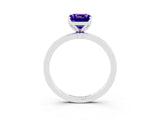 White gold Cushion Cut Tanzanite Solitaire Ring with Thin Band and Prong Setting_15