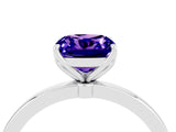 White gold Cushion Cut Tanzanite Solitaire Ring with Thin Band and Prong Setting_16