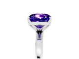 White gold Cushion Cut Tanzanite Solitaire Ring with Thin Band and Prong Setting_17
