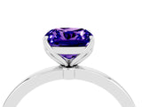 White gold Cushion Cut Tanzanite Solitaire Ring with Thin Band and Prong Setting_40