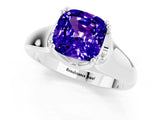 White gold Cushion Cut Tanzanite Solitaire Ring with Wide Band and Prong Setting_1