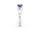 White gold Cushion Cut Tanzanite Solitaire Ring with Wide Band and Prong Setting_2