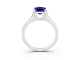 White gold Cushion Cut Tanzanite Solitaire Ring with Wide Band and Prong Setting_3