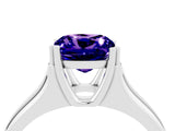 White gold Cushion Cut Tanzanite Solitaire Ring with Wide Band and Prong Setting_4