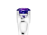 White gold Cushion Cut Tanzanite Solitaire Ring with Wide Band and Prong Setting_5