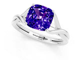 White gold Cushion Cut Tanzanite Solitaire Twist Band Prong Setting Ring_37