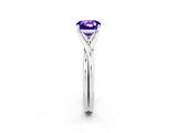 White gold Cushion Cut Tanzanite Solitaire Twist Band Prong Setting Ring_38